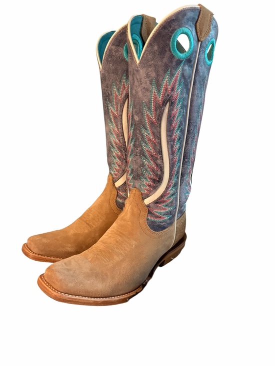 Ariat Shoes - Ariat Taupe Leather with Blue Suede Embroidered Western Boots